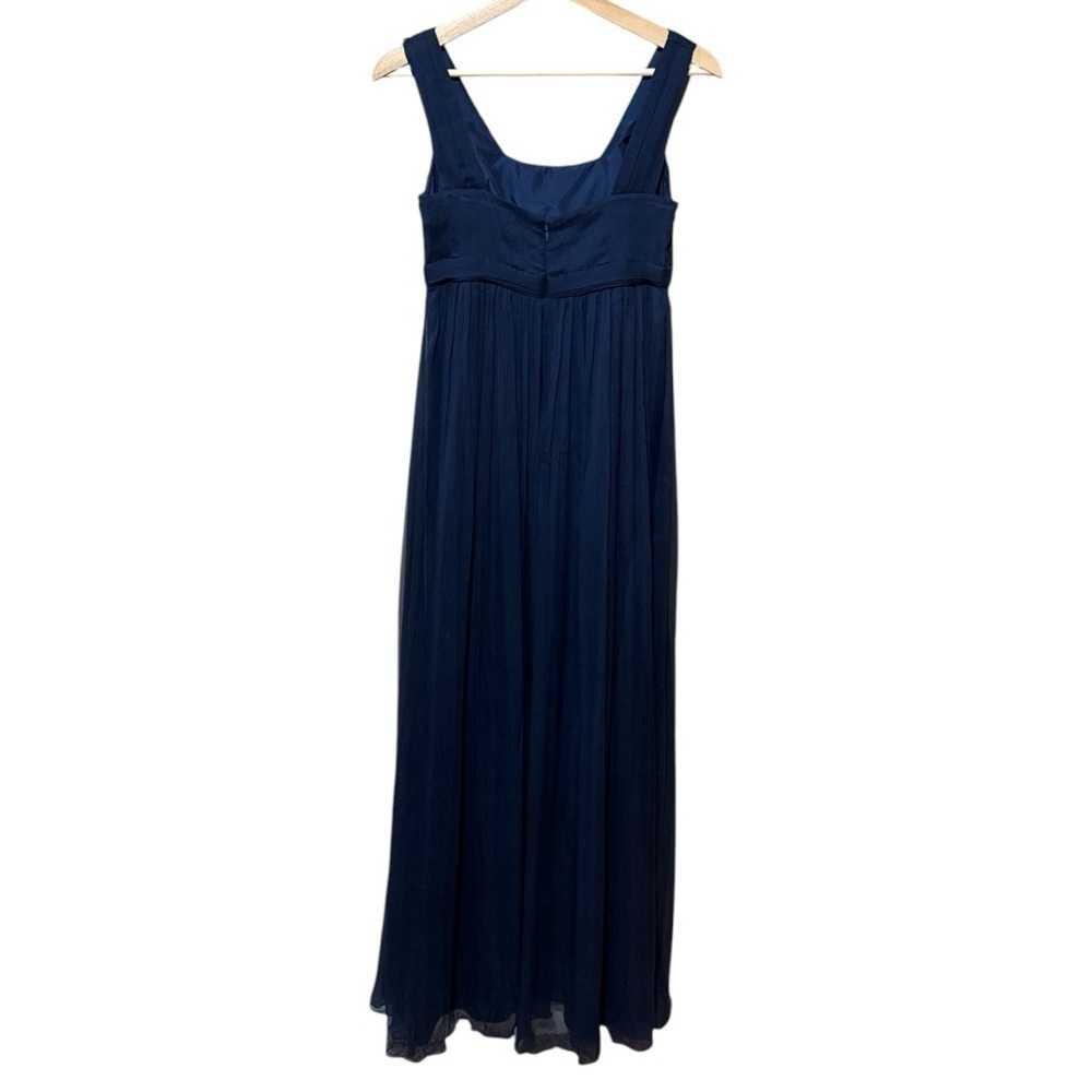 EUC - Saja Silk Chiffon Wedding Navy Empire Pleat Dress - 2 - Picture 5 of 6